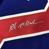 FRAMED Autographed/Signed ROB MCCLANAHAN 33x42 Blue USA Miracle Jersey JSA COA