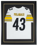 Troy Polamalu Signed Framed 36x42 Steelers White Nike Limited Jersey JSA