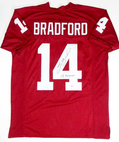 Sam Bradford Autographed Red College Style Jersey With HT- Beckett W Auth