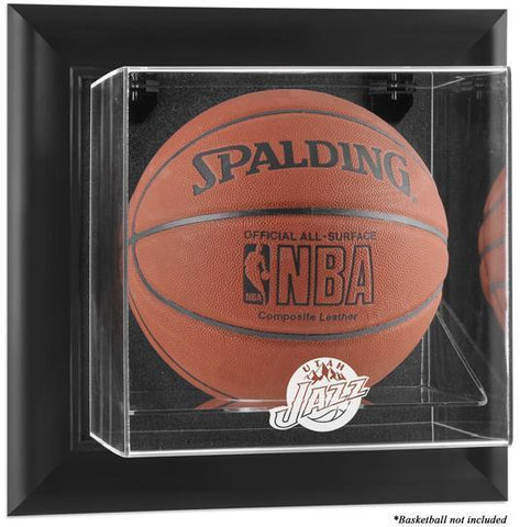 Jazz Black Framed Wall-Mountable Team Logo Basketball Display Case