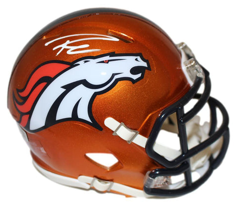 Russell Wilson Autographed Denver Broncos Flash Mini Helmet FAN 36562