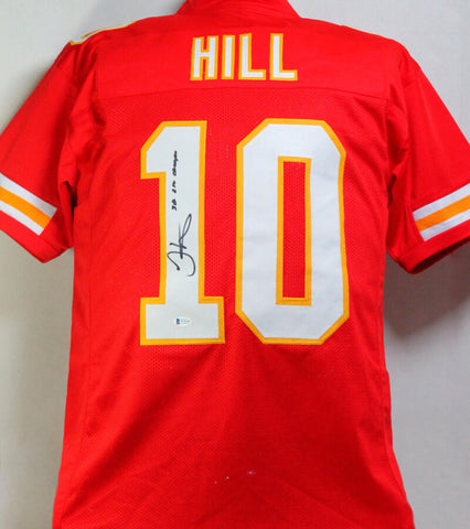 Tyreek Hill Autographed Red Pro Style Jersey w/ SB Champs - Beckett W Auth *1