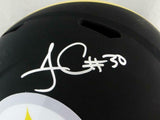 James Conner Autographed Steelers F/S Flat Black Helmet- Beckett Auth *Silver