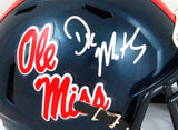 DK Metcalf Autographed Ole Miss Rebels Dark Blue Mini Helmet - Beckett W *White