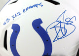 Reggie Wayne Signed Colts F/S Lunar Speed Authentic Helmet W/SB Champs- PSA*Blue