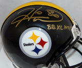 Hines Ward Signed Pittsburgh Steelers Mini Helmet W/ SB MVP- JSA W Auth *Gold