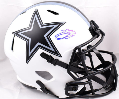 Emmitt Smith Autographed F/S Dallas Cowboys Lunar Speed Helmet-Beckett W Holo