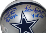 Emmitt Smith & Tony Dorsett Signed Dallas Cowboys VSR4 Mini Helmet BAS 37346