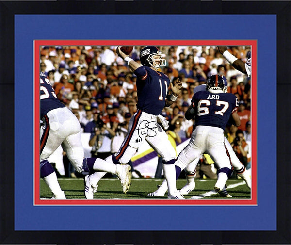 Framed Phil Simms New York Giants Signed 16x20 Throwing Photo
