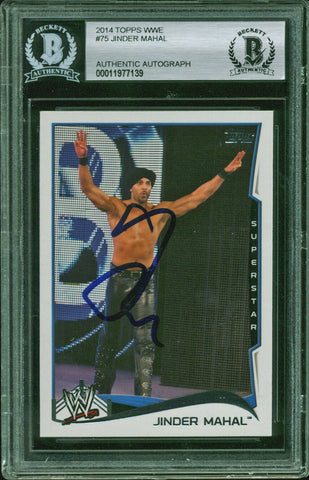 Jinder Mahal Authentic Signed 2014 Topps WWE #75 Auto Card BAS Slabbed #11977139