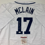 Autographed/Signed DENNY MCLAIN 31-6 1968 Detroit White Baseball Jersey JSA COA