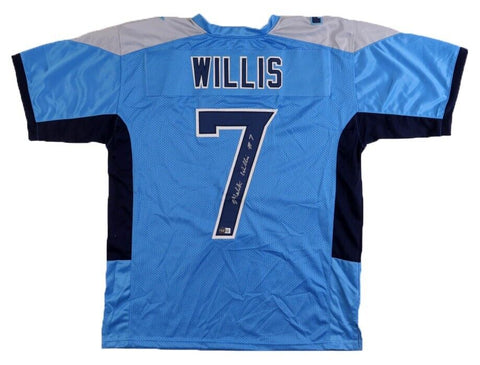 MALIK WILLIS AUTOGRAPHED SIGNED TENNESSEE TITANS #7 BLUE JERSEY BECKETT