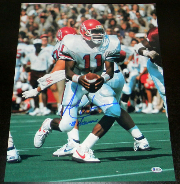 ANDRE WARE AUTOGRAPHED SIGNED HOUSTON COUGARS 16x20 PHOTO BECKETT W/ 89 HEISMAN