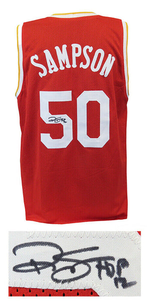 Ralph Sampson (ROCKETS) Signed Red Custom Basketball Jersey w/HOF'12 - (SS COA)