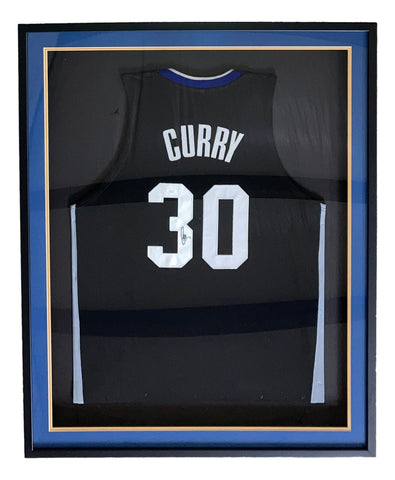 Stephen Curry Signed Warriors 35x43 Custom Framed Jersey Display (Curry)