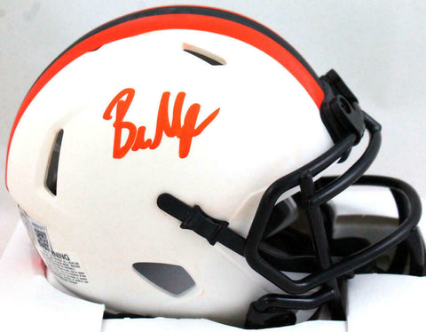 Baker Mayfield Autographed Cleveland Browns Lunar Mini Helmet- Beckett W *Orange