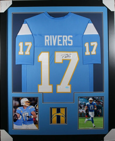PHILIP RIVERS (Chargers light blue TOWER) Signed Auto Framed Jersey JSA
