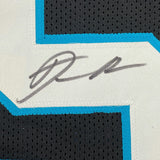 Framed Autographed/Signed Derrick Brown 33x42 Carolina Black Jersey JSA COA