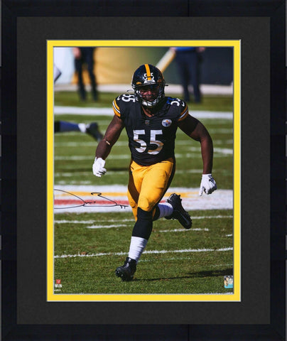Frmd Devin Bush Pittsburgh Steelers Signed 16" x 20" Black Jersey Vertical Photo