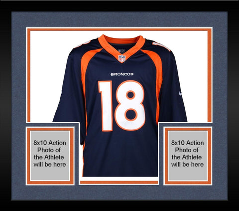 Framed Peyton Manning Denver Broncos Autographed Navy Blue Nike Elite Jersey