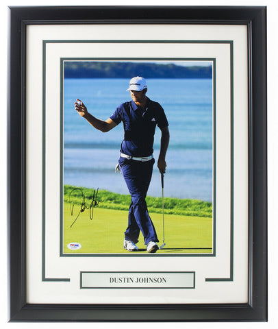 Dustin Johnson Signed Framed 11x14 Golf Photo PSA/DNA