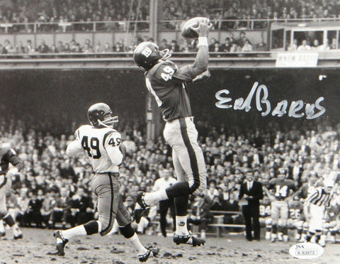 Erich Barnes Autographed 8x10 New York Giants B&W Photo- JSA Authenticated