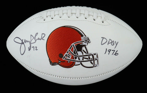 Jerry Sherk Signed Cleveland Browns Logo Football Inscribed DPOY 1976 (JSA COA)