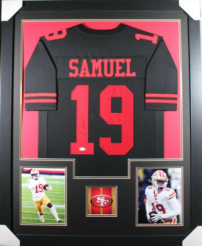 DEEBO SAMUEL (49ers black TOWER) Signed Autographed Framed Jersey JSA