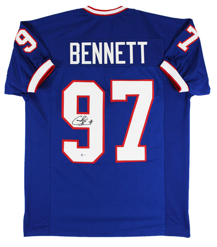 Cornelius Bennett Authentic Signed Blue #97 Pro Style Jersey BAS Witnessed