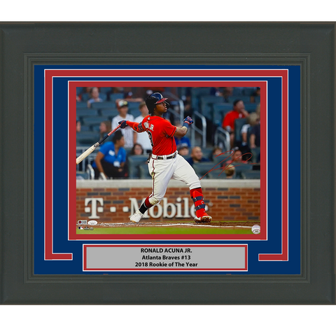 Framed Autographed/Signed Ronald Acuna Jr. Atlanta Braves 16x20 Photo JSA COA #8
