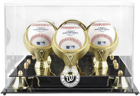 Washington Nationals Golden Classic Three Baseball Logo Display Case - Fanatics