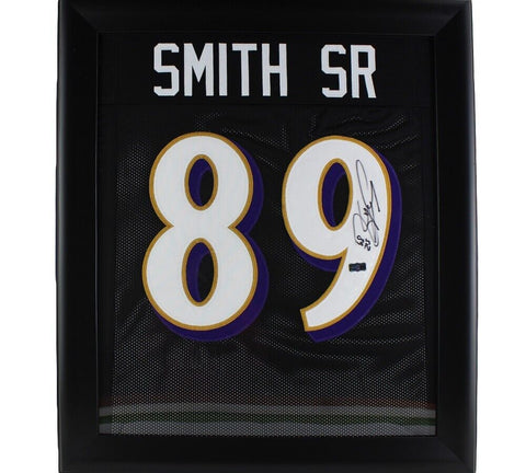 Steve Smith Sr. Signed Baltimore Framed 27 x 23 Custom Black Jersey