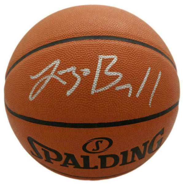 Lonzo Ball Autographed Chicago Bulls Spalding Basketball Silver BAS 15185