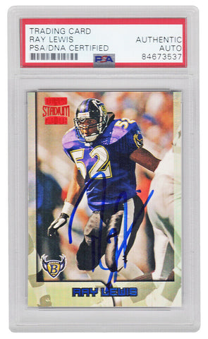 Ray Lewis autographed Ravens 96 Topps Stadium Club Rookie Card #351 -PSA/DNA