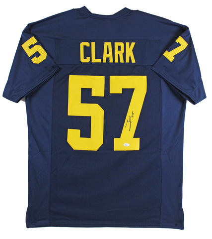 Michigan Frank Clark Authentic Signed Navy Blue Pro Style Jersey Autographed JSA