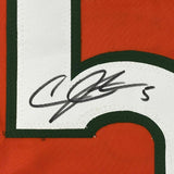 FRAMED Autographed/Signed ANDRE JOHNSON 33x42 Orange Football Jersey JSA COA