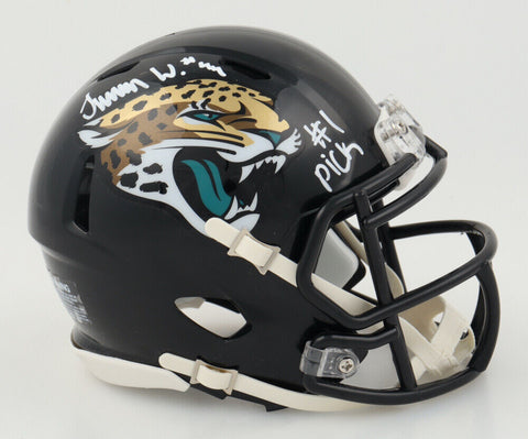 Travon Walker Signed Jacksonville Jaguars Mini Helmet (Beckett) 2022 #1 Draft Pk