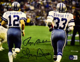 Roger Staubach Tony Dorsett Signed Cowboys 8X10 Back Photo-Beckett W Hologram