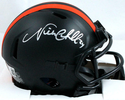 Nick Chubb Autographed Cleveland Browns Eclipse Speed Mini Helmet-Beckett W Holo