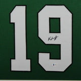 KEYSHAWN JOHNSON (Jets green SKYLINE) Signed Autographed Framed Jersey Beckett