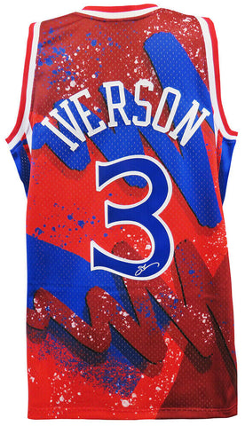 Allen Iverson Signed 76ers M&N Red Hyper Hoops NBA Basketball Jersey - (SS COA)