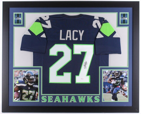 Eddie Lacy Signed Seattle Seahawks 35"x 43" Custom Framed Jersey (JSA Hologram)