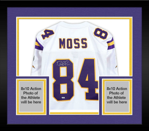 Framed Randy Moss Minnesota Vikings Signed Mitchell & Ness White Auth Jersey