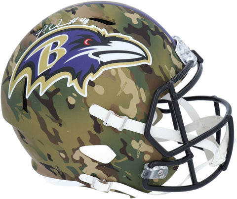 Patrick Queen Baltimore Ravens Signed CAMO Alternate Replica Helmet