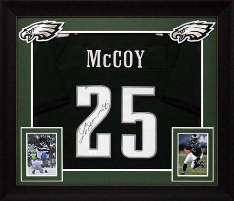 LeSean McCoy Authentic Signed Green Pro Style Framed Jersey Autographed JSA Wit