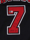 Toni Kukoc Signed Chicago Bulls Jersey Inscribed "HOF 21" (Beckett) 3xNBA Champ