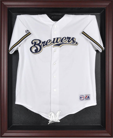 Milwaukee Brewers Mahogany Framed Logo Jersey Display Case Authentic
