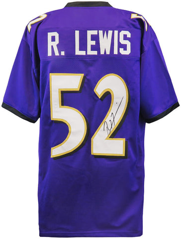Ray Lewis (RAVENS) Signed Purple Custom Football Jersey - (SCHWARTZ COA)