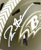 Deion Sanders Signed Ravens Salute to Service Speed Mini Helmet-Beckett W Holo