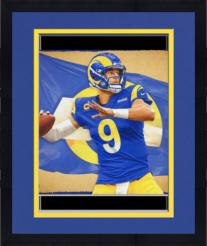 Framed Matt Stafford Rams 16x20 Photo-Designed & Signed by Brian Konnick-LE 1/25